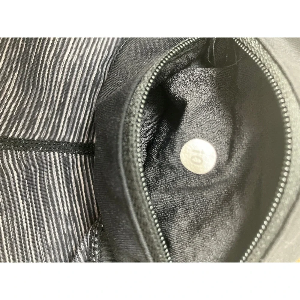 Lululemon Wunder Under Crop Leggings Black Grey Heathered Zip Pocket Size 10‎